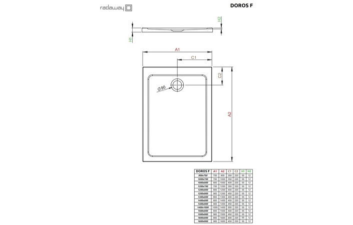 Душовий піддон Doros F 120x80 Stone Cashmere RADAWAY - Зображення 215669231-ea335.jpg