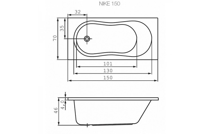 Ванна прямоугольная Nike 150x70, Cersanit - Зображення 215847-8cb87.jpg