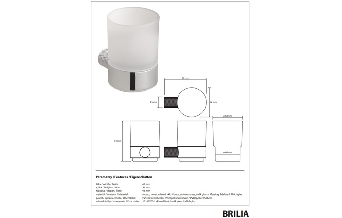 Стакан з тримачем Brilia 177110010 Bemeta - Зображення 215878099-2cda7.jpg