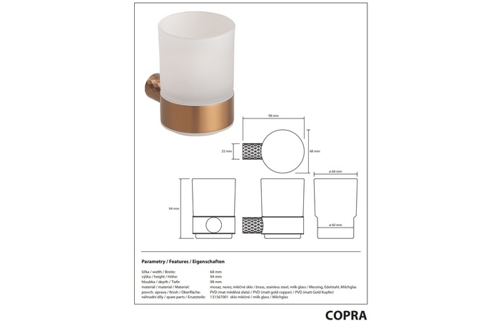 Стакан з тримачем Copra 176110010 Bemeta - Зображення 215878115-36e44.jpg