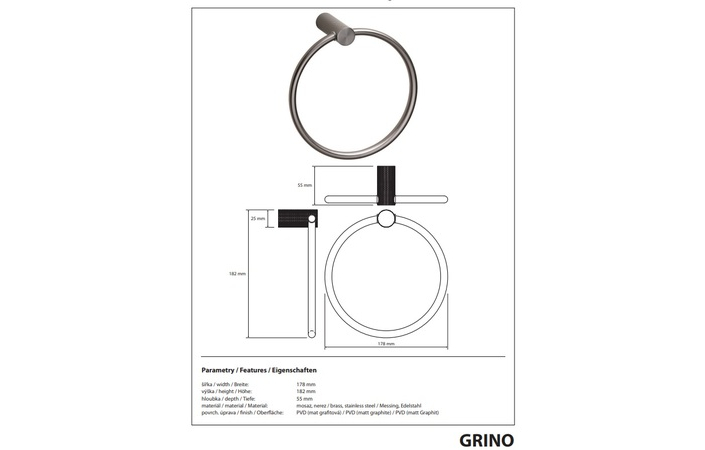 Тримач для рушників Grino 173204020 Bemeta - Зображення 215878124-ab7e2.jpg