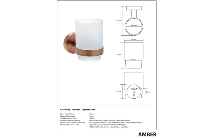Стакан з тримачем Amber 155110012 Bemeta - Зображення 215878127-fbd13.jpg