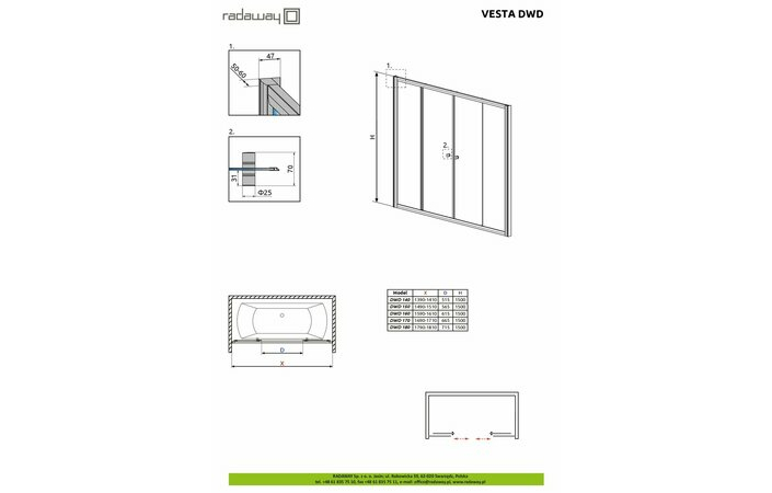 Двері для ванни Vesta DWD 160 RADAWAY - Зображення 217021-f6d9b.jpg