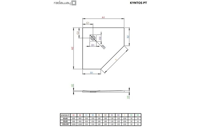 Душовий піддон Kyntos PT 90x90 Cashmere RADAWAY - Зображення 217130148-ebe35.jpg