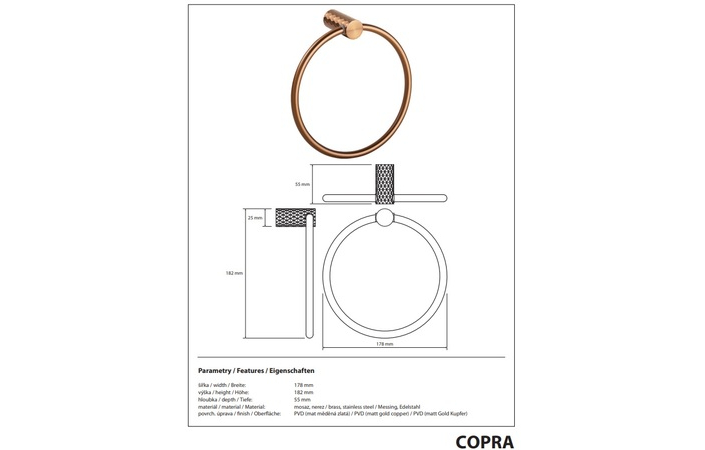 Тримач для рушників Copra 176204060 Bemeta - Зображення 218758470-71dbc.jpg