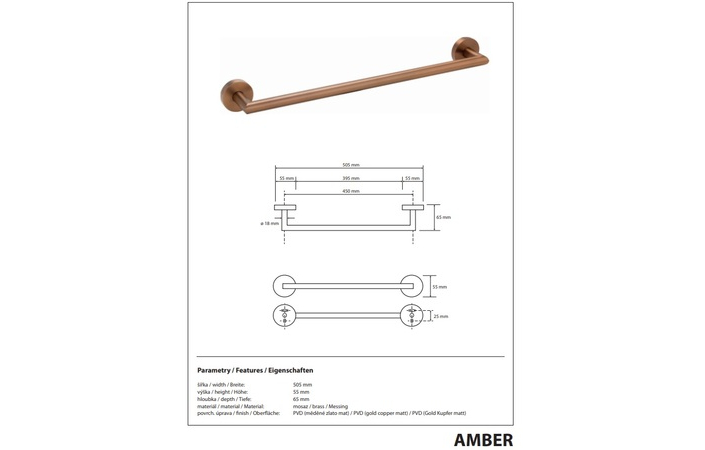 Тримач для рушників Amber 155204022 Bemeta - Зображення 218758473-a1d23.jpg
