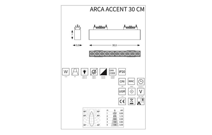Трековый светильник ARCA ACCENT 30 CM 3000K (222929), IDEAL LUX - Зображення 222929_223001-1.jpg