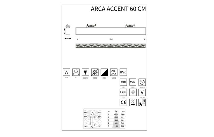 Трековий світильник ARCA ACCENT 60 CM 3000K (222936), IDEAL LUX - Зображення 222936_223018-1_1.jpg