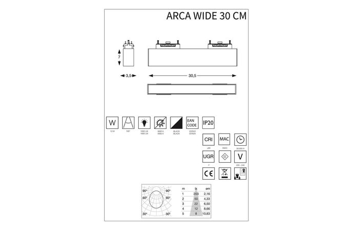Трековий світильник ARCA WIDE 30 CM 4000K (223025), IDEAL LUX - Зображення 222943_223025-1.jpg