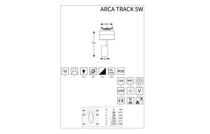 Трековий світильник ARCA TRACK 05.5W 34° 3000K (222974), IDEAL LUX - Зображення 222974_223056-1.jpg