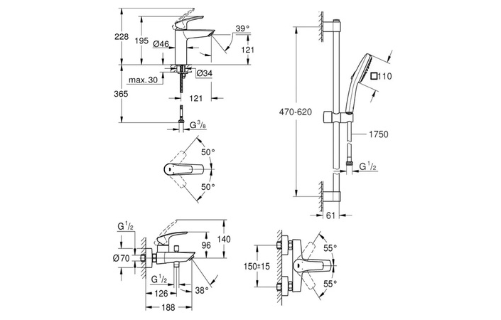 Набір змішувачів для душу 3 в 1 Eurosmart UA123246S243 Grohe - Зображення 226416367-e3ac8.jpg