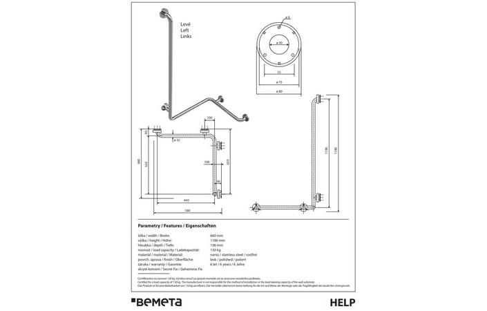 Поручень кутовий лівий Help L 301112021 Bemeta - Зображення 228403684-d5a58.jpg
