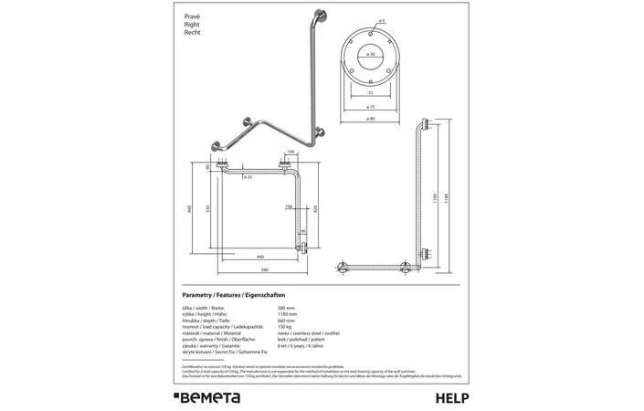 Поручень кутовий правий Help L 301122021 Bemeta - Зображення 228403689-32820.jpg