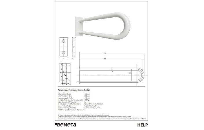 Поручень Help U 60 білий 301707273 Bemeta - Зображення 228403690-efb8c.jpg