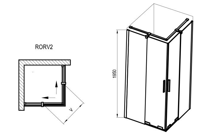 Душова кабіна RORV2-90 Transparent X14V70C00Z RAVAK - Зображення 231474267-420e5.jpg