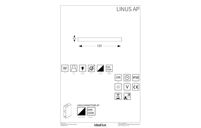 Светильник LINUS AP WH (233840), IDEAL LUX - Зображення 233840_IS_.jpg