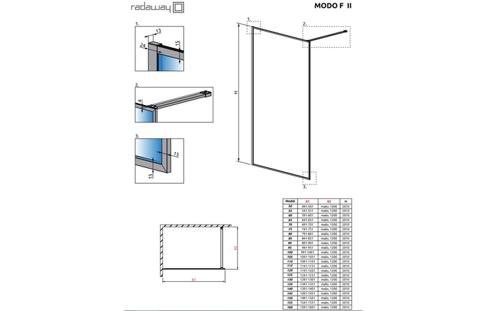 Душова стінка Modo F Chrome II 120 RADAWAY - Зображення 236257007-36fe9.jpg