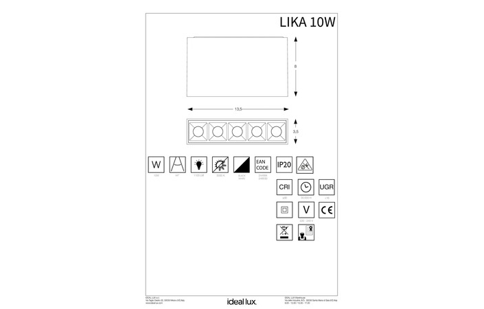 Точечный светильник LIKA 10W SURFACE BK (244884), IDEAL LUX - Зображення 244884_IS.jpg
