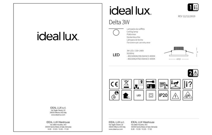 Точковий світильник DELTA 3W 4000K (062396), IDEAL LUX - Зображення 247823--.jpg
