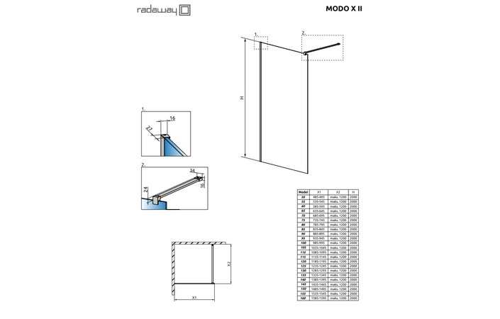 Душова стінка Modo X II 70 Brushed GunMetal RADAWAY - Зображення 251197575-4ddbf.jpg