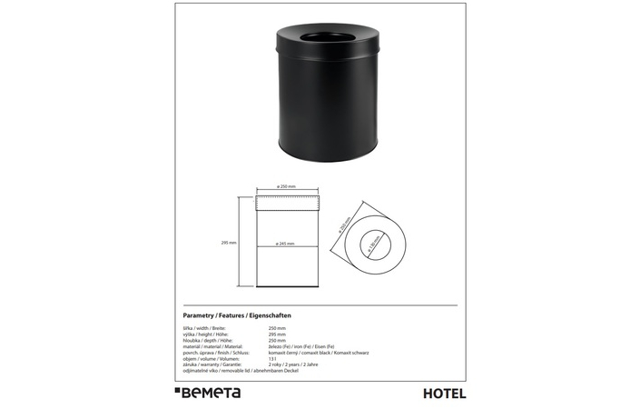 Відро для сміття 13 л Hotel (150115151), Bemeta - Зображення 251796-d259f.jpg