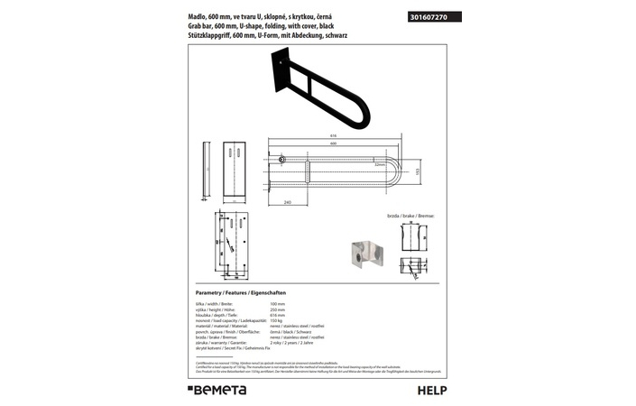 Поручень кутовий Help U 301607270 Bemeta - Зображення 251943481-89b68.jpg