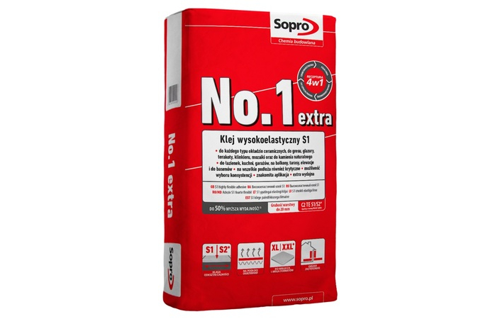 Клей для плитки Sopro №1 400 extra (22,5 кг) - Зображення 254921-d976f.jpg