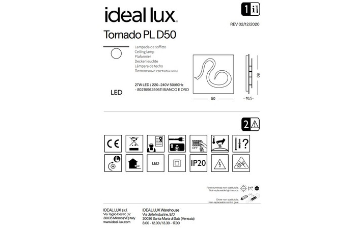 Світильник TORNADO AP D50 (259611), IDEAL LUX - Зображення 259611--.jpg