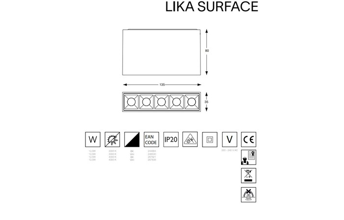 Точечный светильник LIKA 12,5W 4000K SURFACE BK (267821), IDEAL LUX - Зображення 267821--.jpg