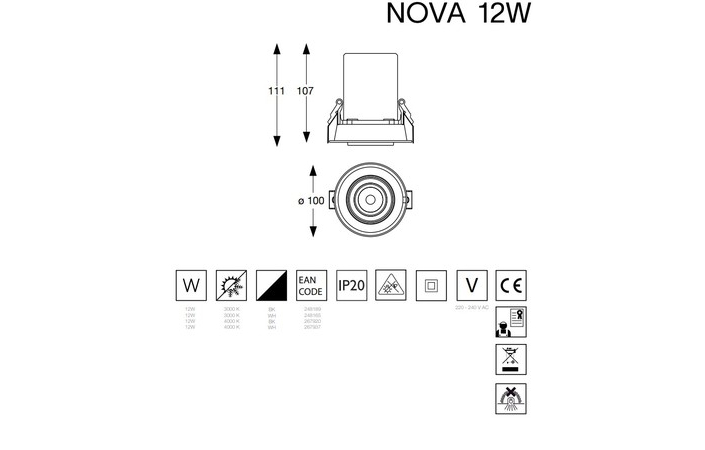 Спот NOVA 12W 4000K BK (267920), IDEAL LUX - Зображення 267920--.jpg