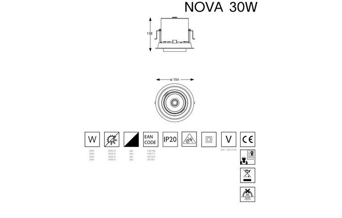Спот NOVA 30W 4000K BK (267944), IDEAL LUX - Зображення 267944-.jpg