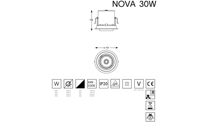 Спот NOVA 30W 4000K WH (267951), IDEAL LUX - Зображення 267951-.jpg