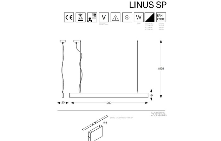 Люстра LINUS SP BK 4000K (268217), IDEAL LUX - Зображення 268217--.jpg