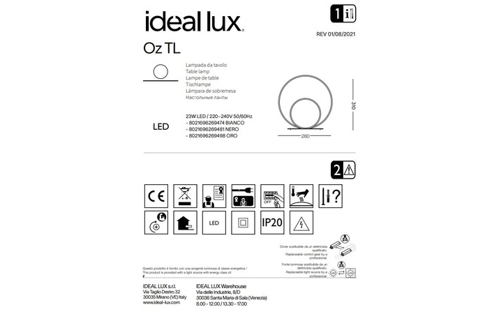 Настольная лампа OZ TL ORO (269498), IDEAL LUX - Зображення 269498--.jpg