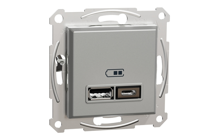 Розетка двойная USB 2,4A Алюминий ASFORA (EPH2700361), Schneider Electric - Зображення 28327425-14d72.jpg