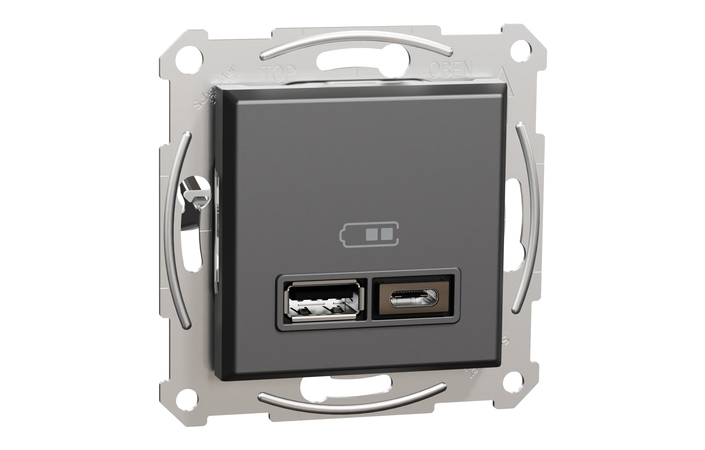 Розетка двойная USB 2,4A Антрацит ASFORA (EPH2700371), Schneider Electric - Зображення 28383877-5566c.jpg