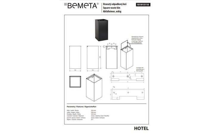 Відро для сміття підвісне 25 л Hotel 101915110 Bemeta - Зображення 30580811-1afdc.jpg