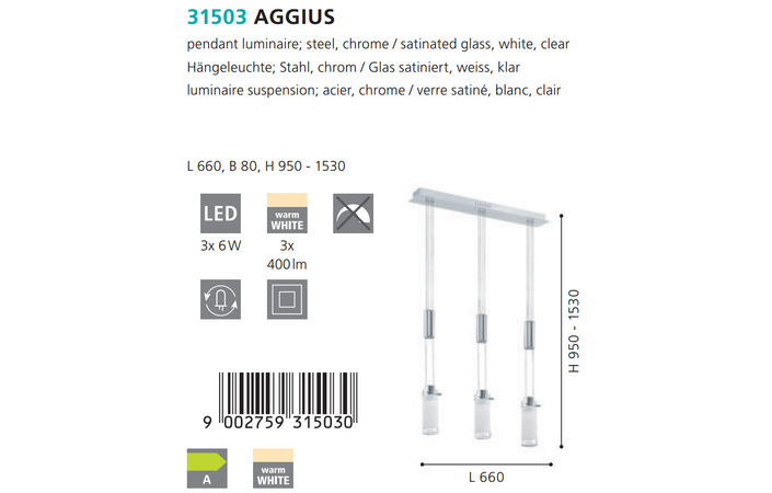 Люстра AGGIUS 1 6W LED (31503), EGLO - Зображення 31503-3.jpg