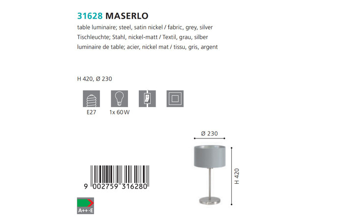 Настільна лампа MASERLO NICKEL-GRAU (31628), EGLO - Зображення 31628--.jpg