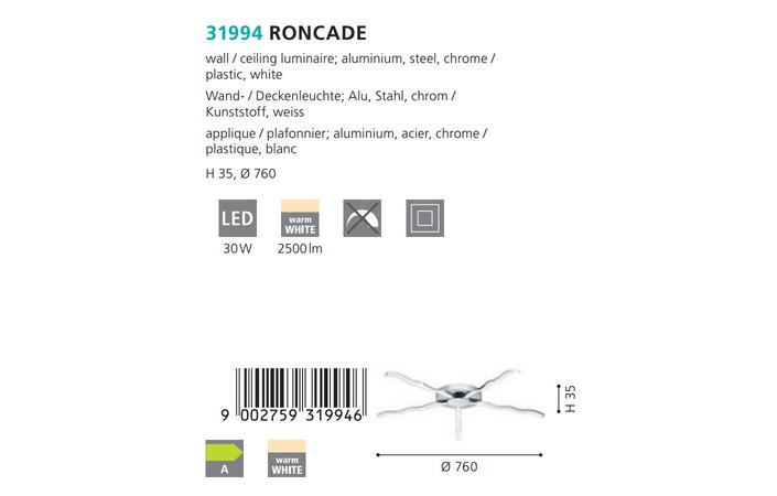 Светильник RONCADE CHROM-WEISS LED (31994), EGLO - Зображення 31994--.jpg