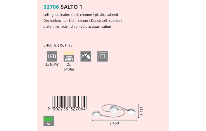 Светильник SALTO 1 LED (32706), EGLO - Зображення 32706--.jpg