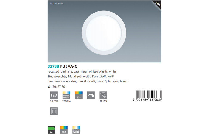 Точечный светильник FUEVA-C LED (32738), EGLO - Зображення 32738--.jpg