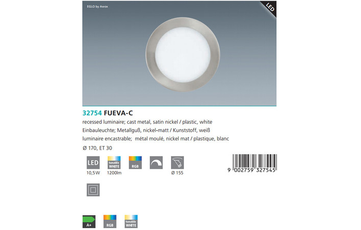 Точковий світильник FUEVA LED (32754), EGLO - Зображення 32754--.jpg