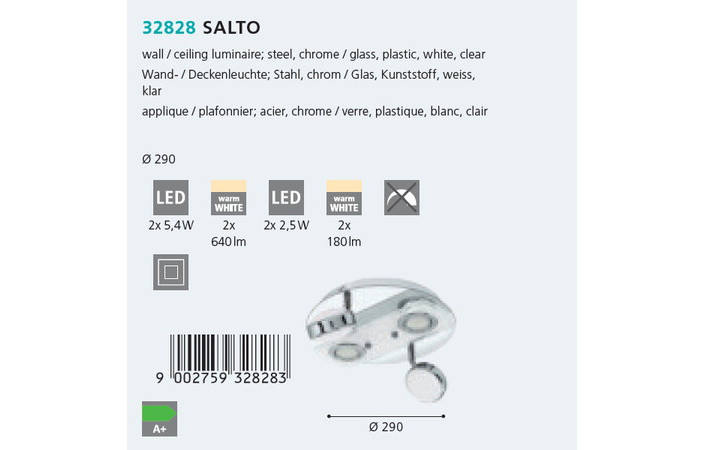 Спот SALTO LED (32828), EGLO - Зображення 32828--.jpg