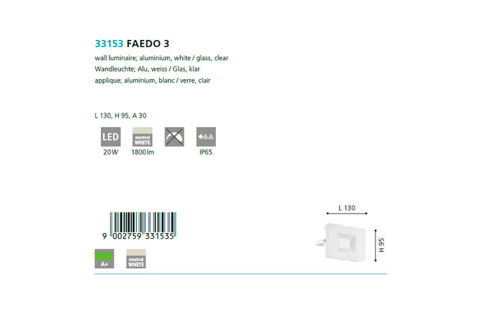 Светильник уличный FAEDO 3 LED 20W (33153), EGLO - Зображення 33153--.jpg