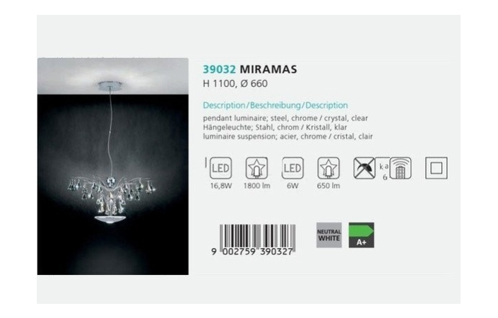 Люстра MIRAMAS CHROM-KRISTALL LED (39032), EGLO - Зображення 39032--.jpg