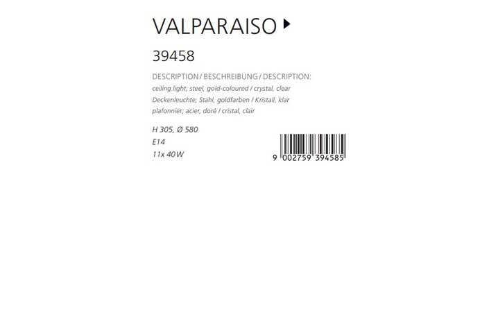 Светильник VALPARAISO GOLD-KRISTALLE (39458), EGLO - Зображення 39458--.jpg
