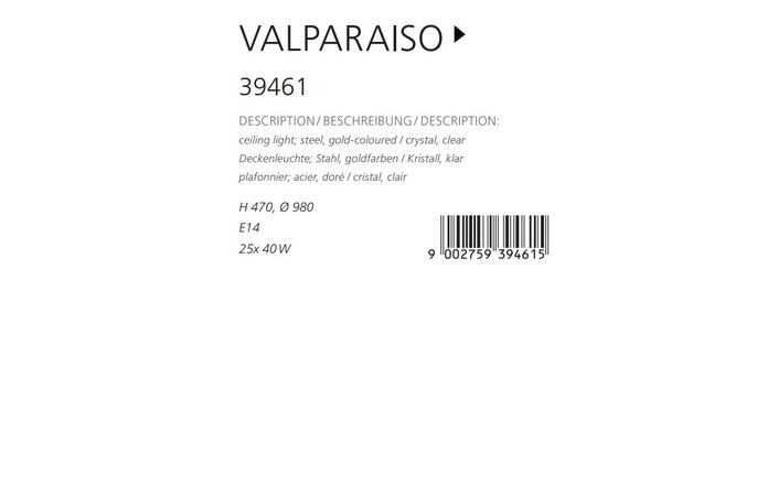 Світильник VALPARAISO GOLD-KRISTALLE (39461), EGLO - Зображення 39461--.jpg