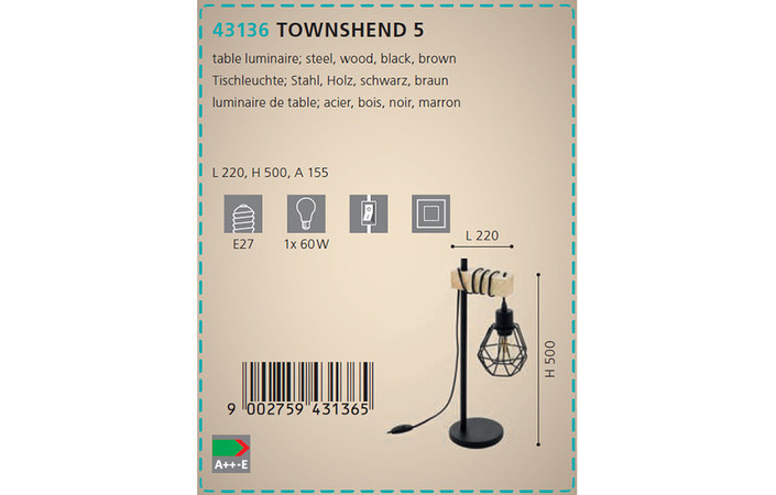Настольная лампа TOWNSHEND 5 (43136), EGLO - Зображення 43136--.jpg