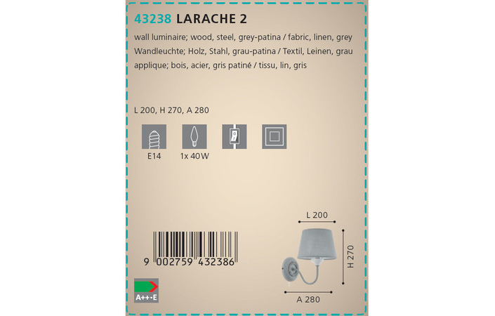 Бра LARACHE 2 (43238), EGLO - Зображення 43238-.jpg